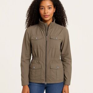 Lole jacket lightweight neutral beige small ajustable waist many pockets small